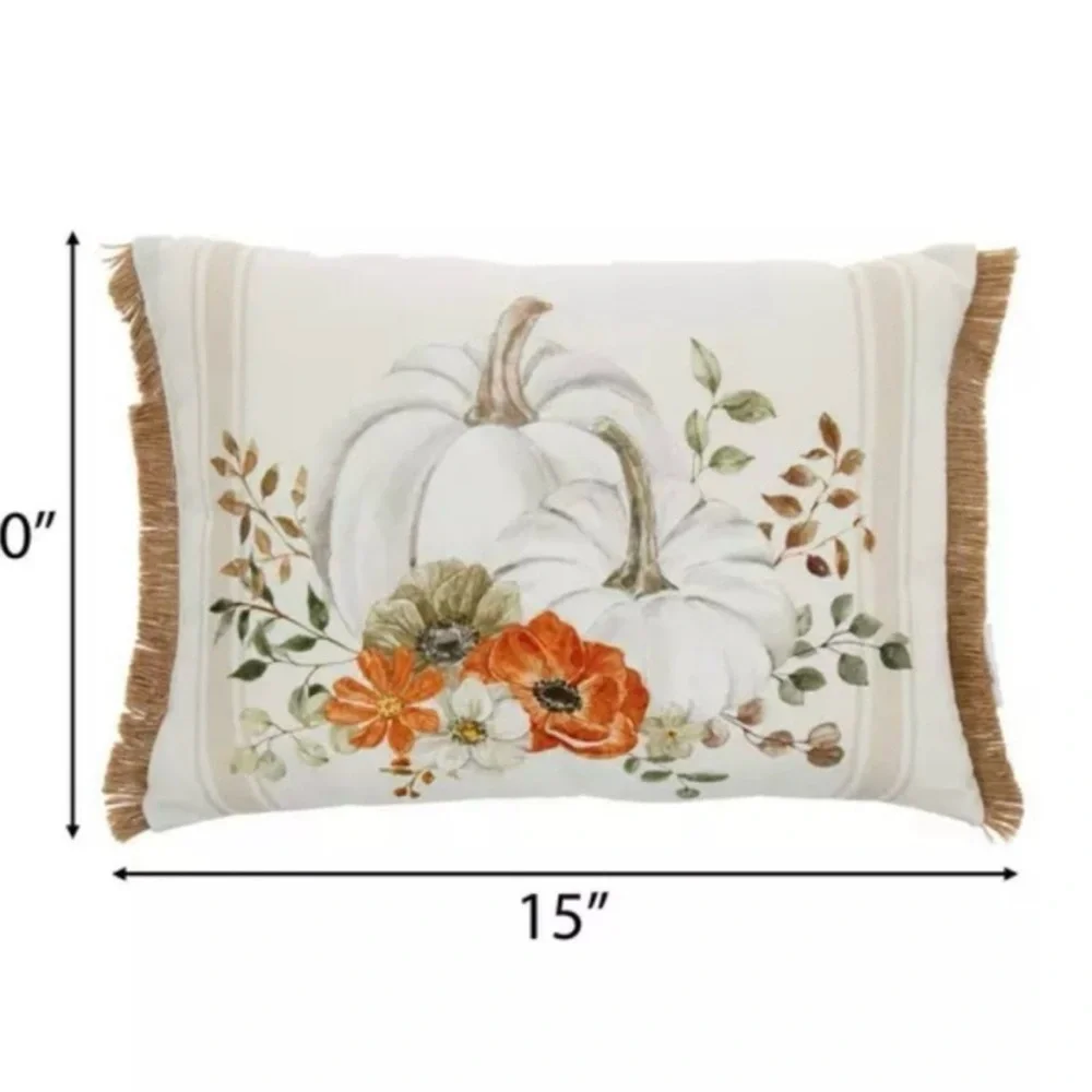 🆕- SET OF 2- White Pumpkin Harvest Pillow Size: 10
